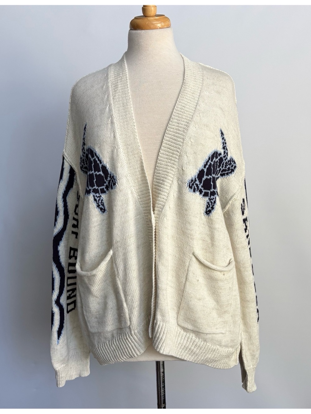 Anthropologie Pilcro Relaxed Sea Turtle Nautical Cardigan Sweater, M - Picture 10 of 17